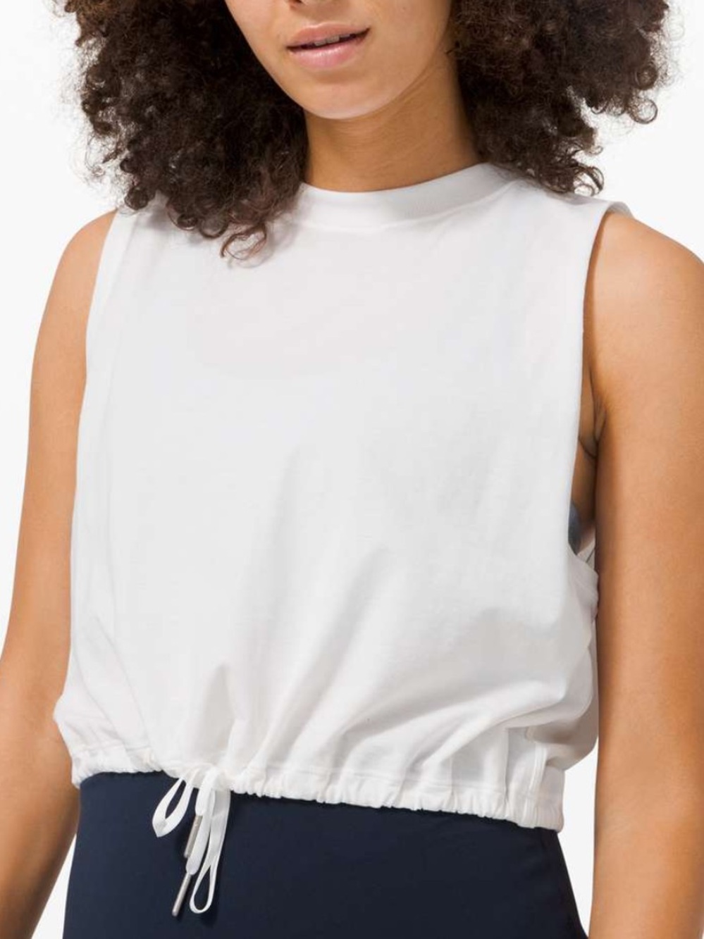 lululemon athletica White Cropped Drawstring Tank
